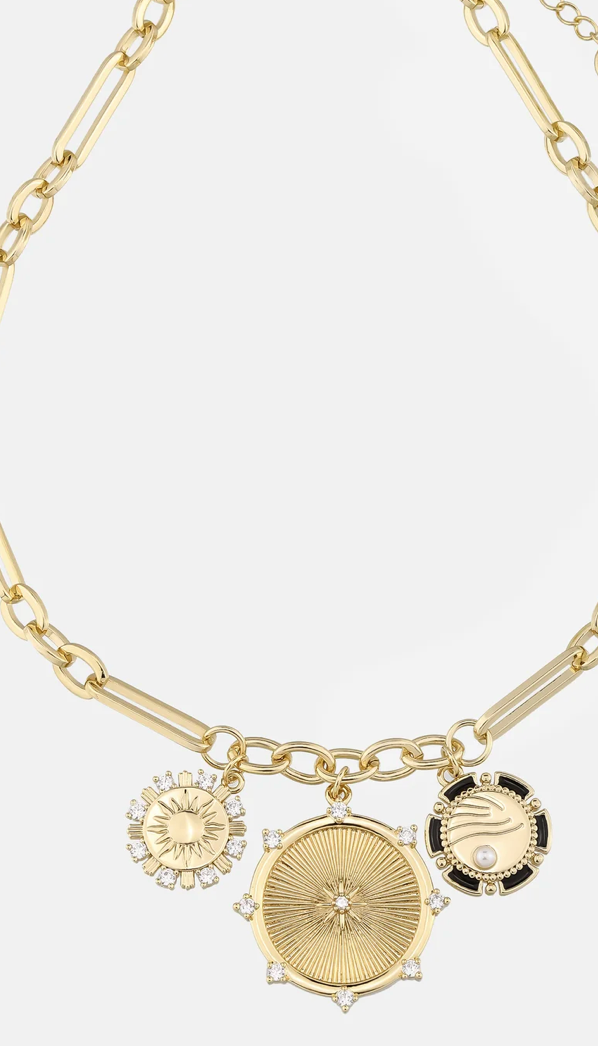 HoopLa – Großhandel Gliederhalskette – Halskette mit 8-zackigem Rad-Medaillon und Sonnenanhänger 1