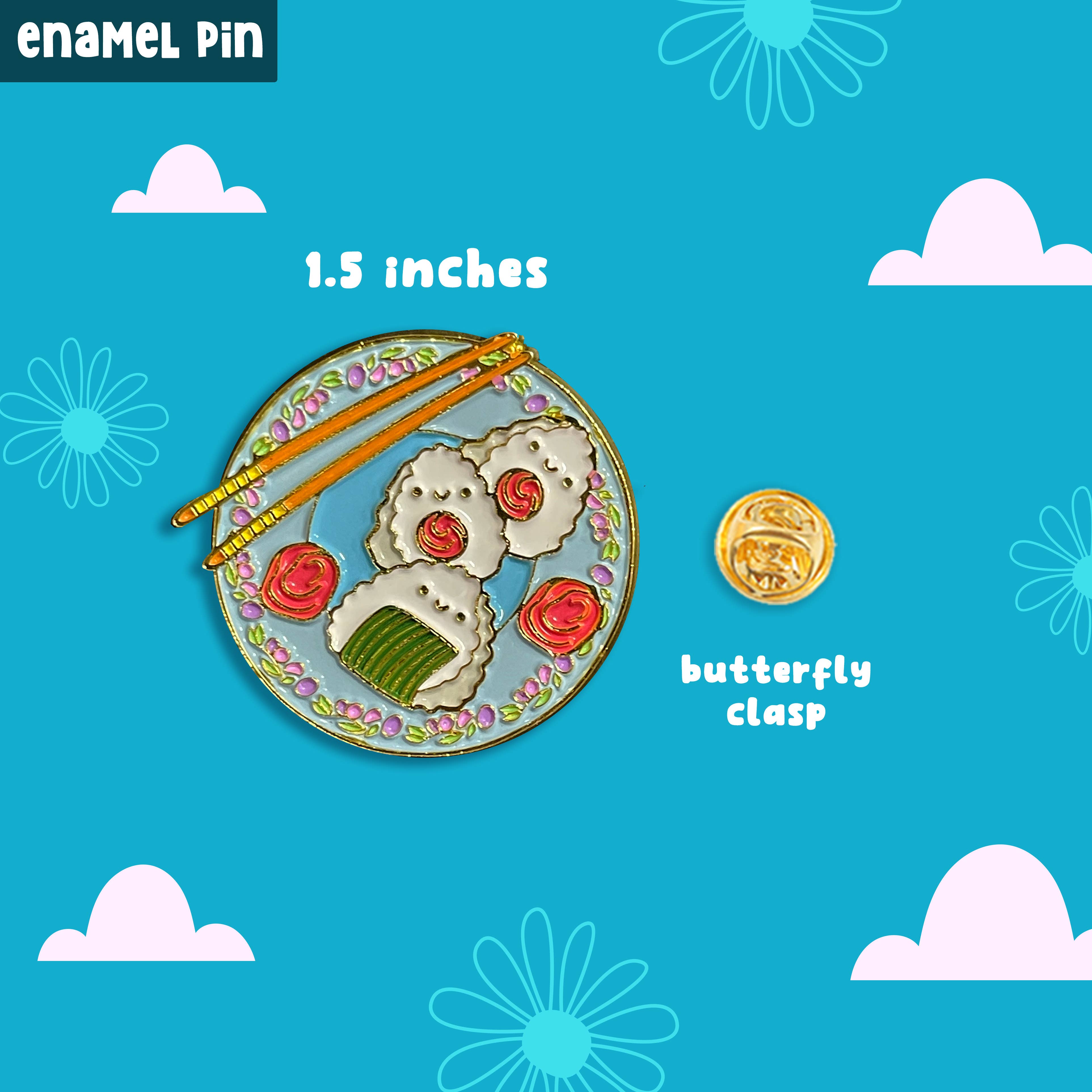 Neha Lee Designs - Wholesale Lapel Pin/Button - Kawaii onigiri sushi enamel pin3