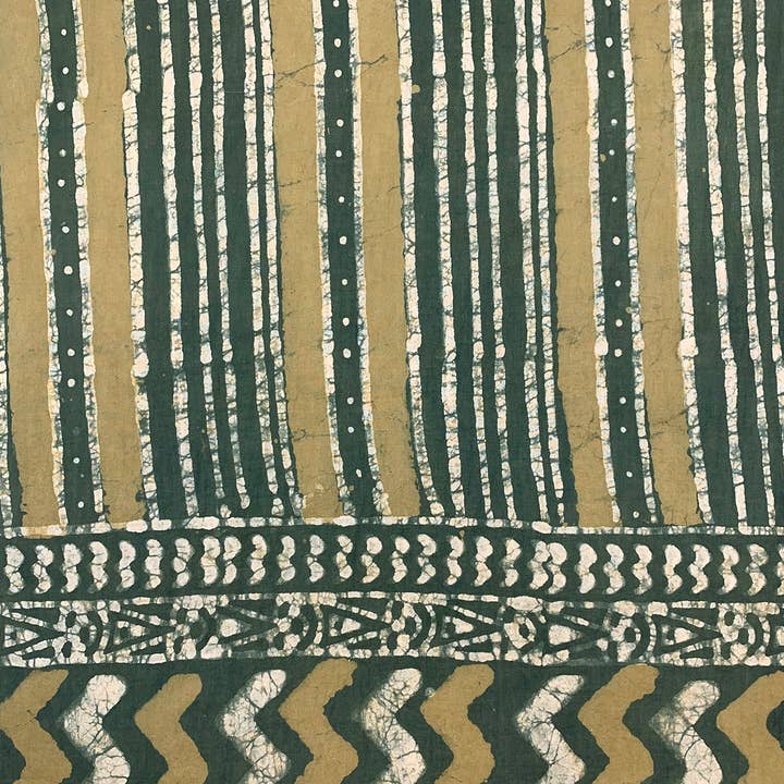 Sciarpa in cotone stampato a blocchi - A righe verde oliva e verde scuro per la vendita all'ingrosso da parte di Anju Jewelry