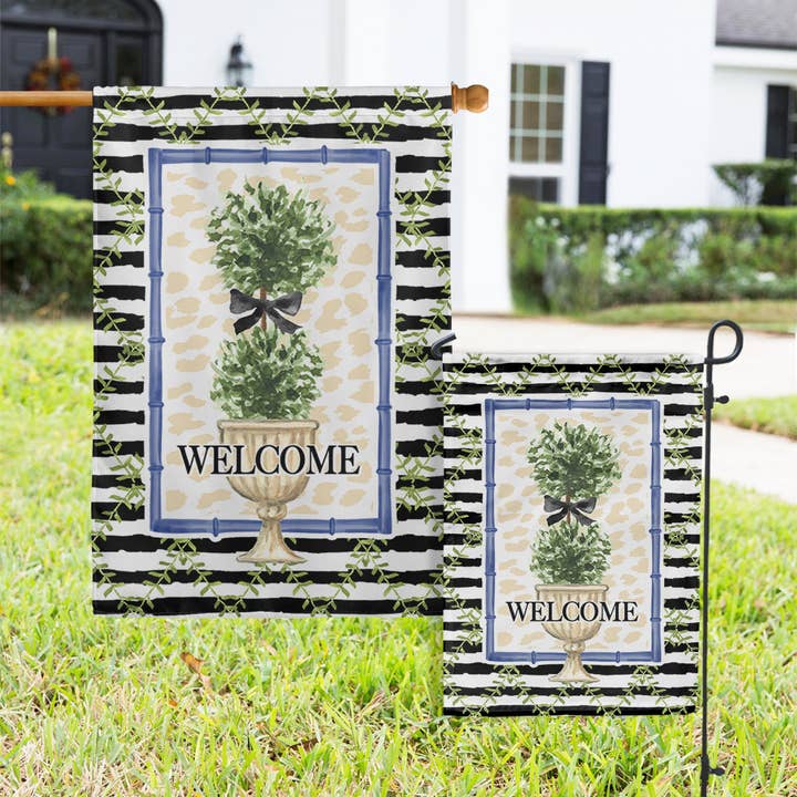 Boutique Monogram - Wholesale Flag - Flags - Topiary Leopard Stripes