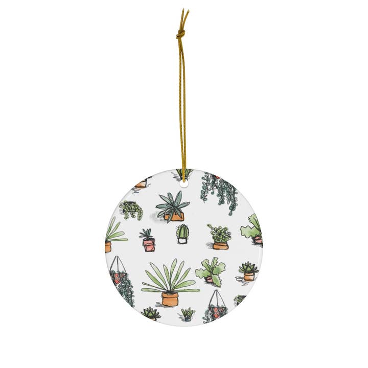 Ornement en céramique à motif succulent pour la vente par Kate by Rolfes Custom Design