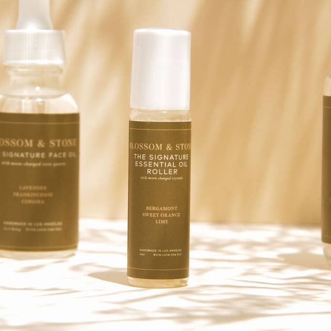 The Signature Rose Quartz Oil Roller for wholesale by Blossom & Stone