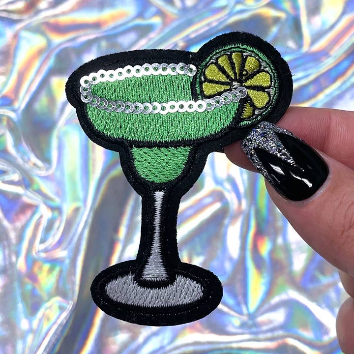 Margarita with Sequin Rim Patch Iron-On for Hats for wholesale by The Crafty Engineer