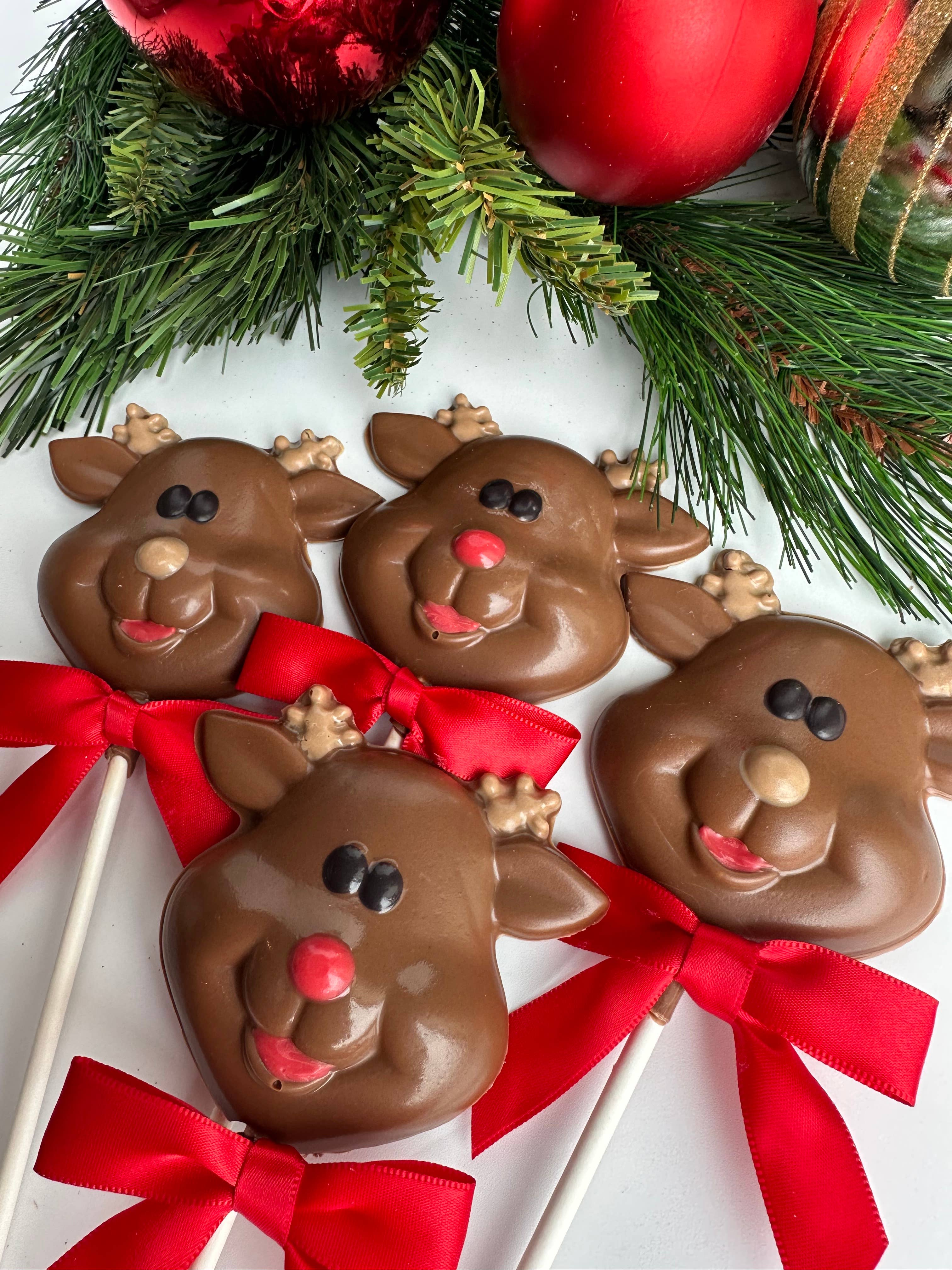Delightful Chocolates - Wholesale Chocolate Covered Sweets - Reindeer Chocolate Lollipops1