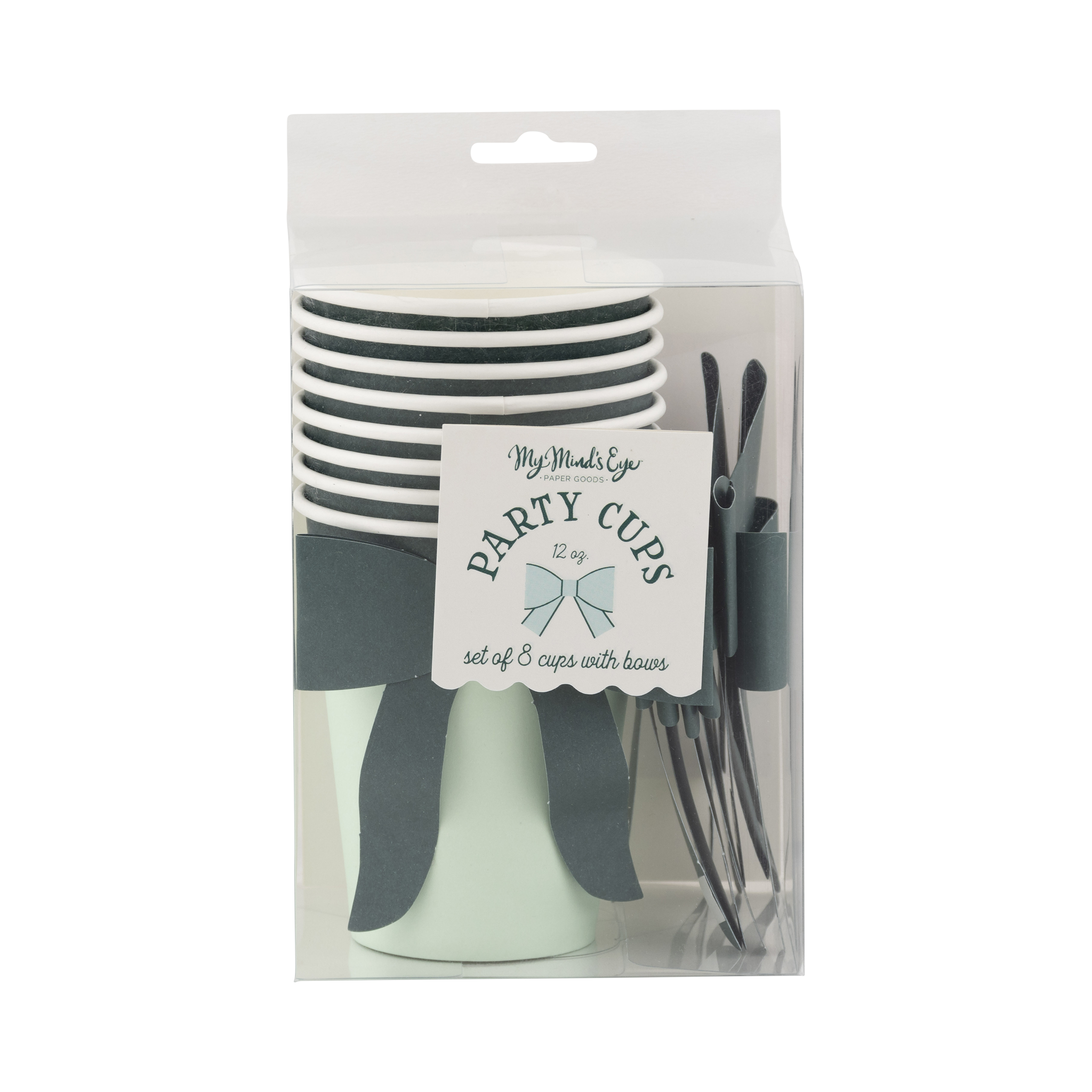 My Mind’s Eye - Wholesale Disposable Cup - BOW1108 - Mint and Green Bow Paper Cups6