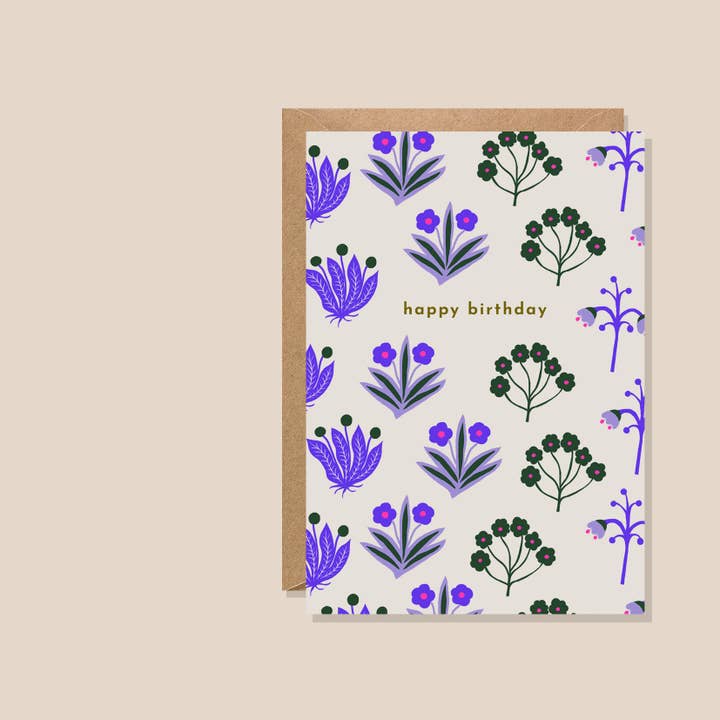 Tarjeta de cumpleaños de flores del prado para venta al por mayor de Kiran Ravilious