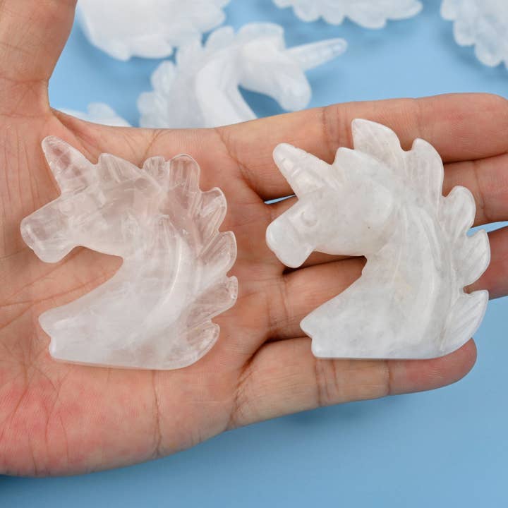 2" Natural Clear Quartz Unicorn Gemstone Figurine for wholesale by ilovebeadsusa