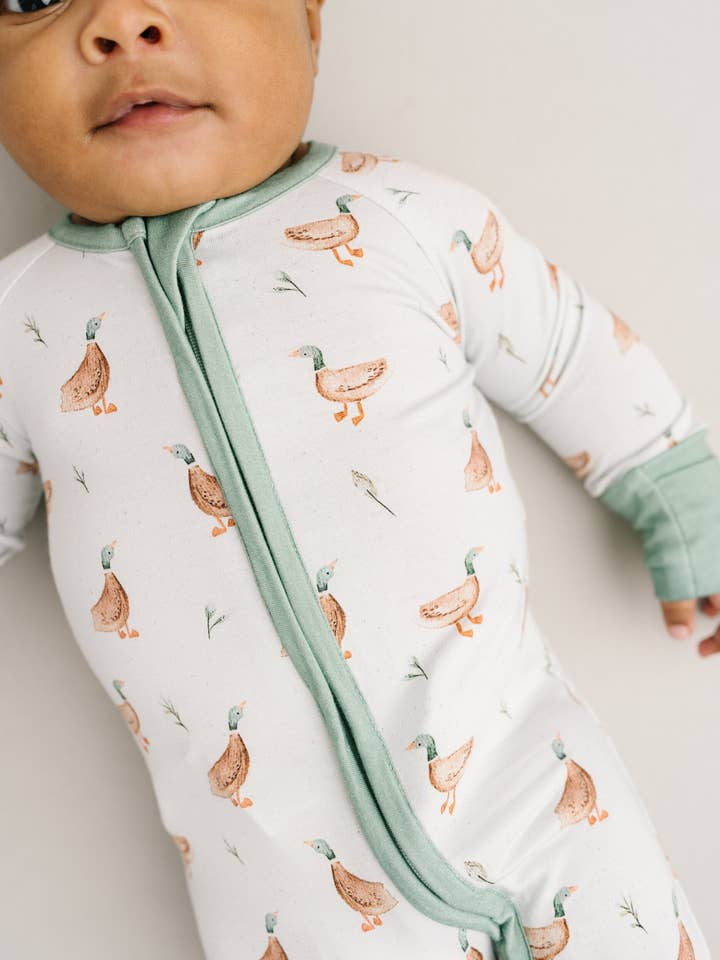 Little One Shop - Wholesale Sleepsuit - Baby - Puddle Ducks Bamboo Sleeper