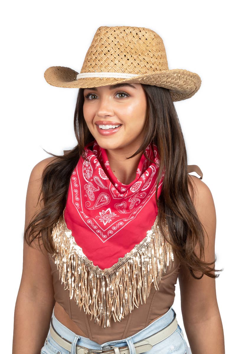 David And Young - Wholesale Bandana - Women's - Sequins Fringe Bandana 21 x 21 in1