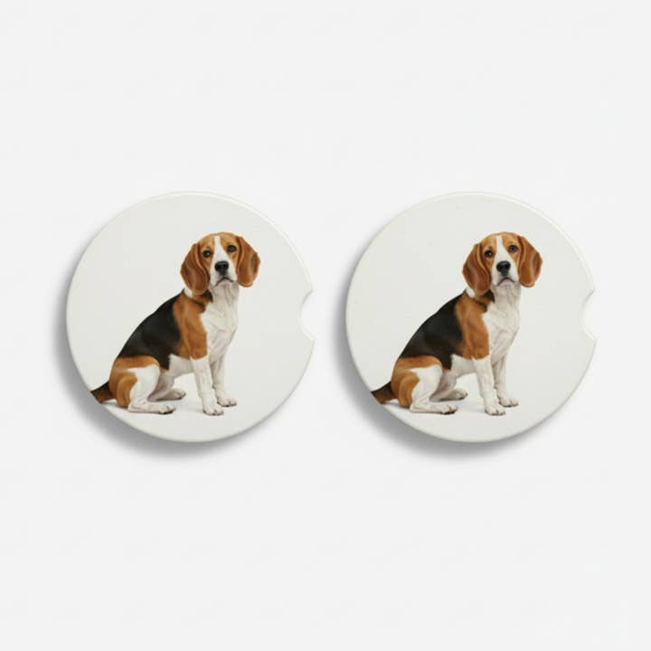 Beagle Watercolor Style – Ceramic Car Coasters for wholesale by Designs by Mysh