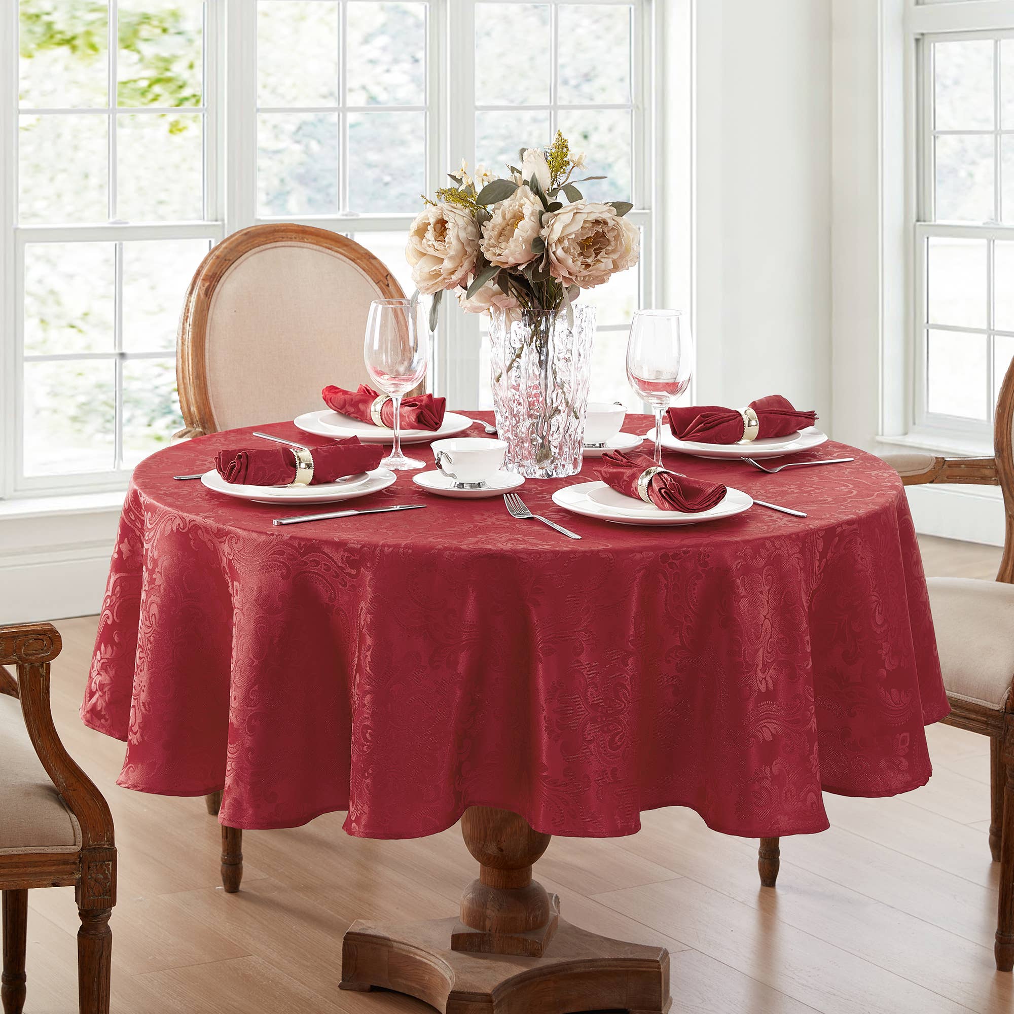 Threadmade Home - Wholesale Tablecloth - Caiden Elegance Damask Water and Stain Resistant Tablecloth12