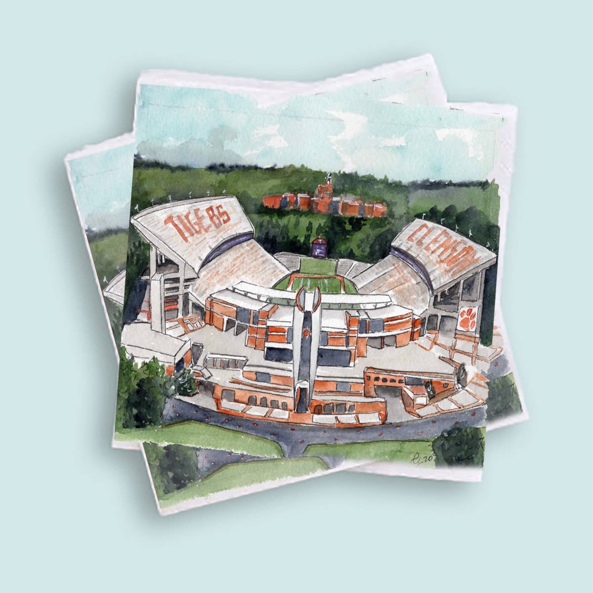 Grace Langdon Art - Wholesale Disposable Napkin - Clemson Tigers Tailgate Cocktail Napkins