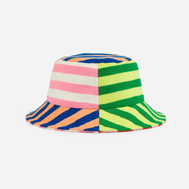 Peach Cobalt Super Stripe Bucket Hat for wholesale on Faire13
