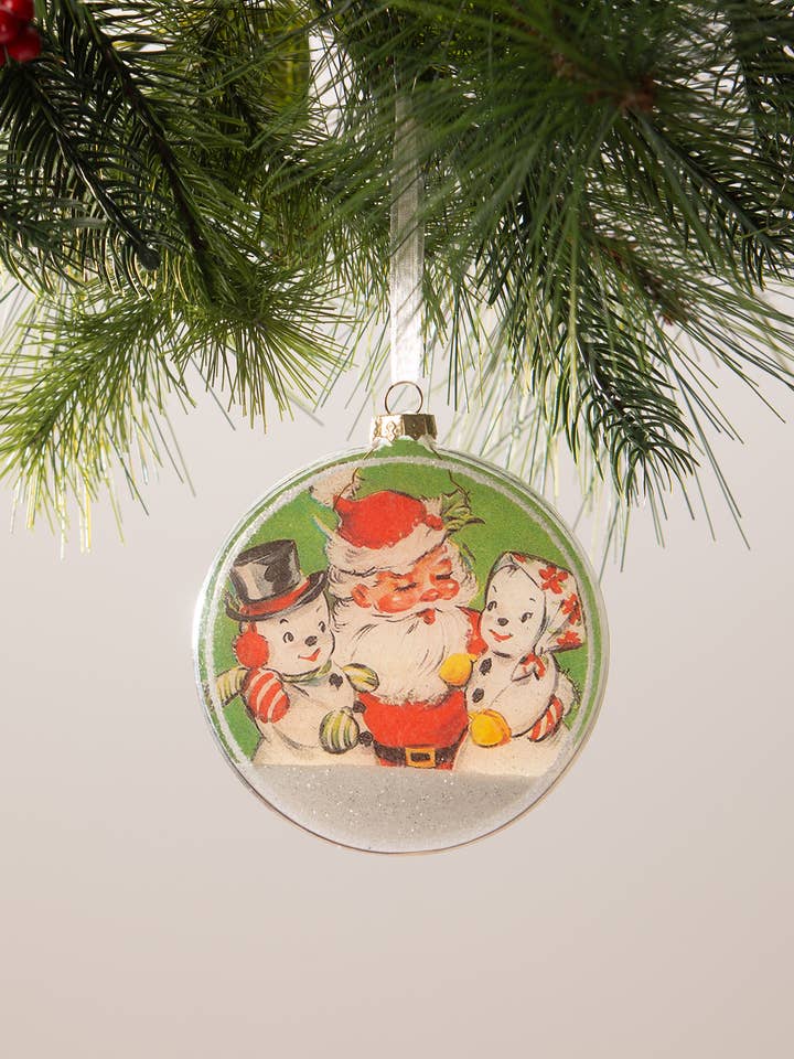 Santa With Snowmen Disk Orn. for wholesale by Bethany Lowe Designs
