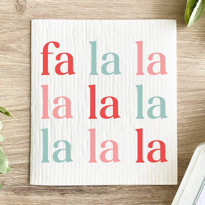 Lissi Designs - Vente Torchon - Fa La La La Christmas - Torchon suédois0