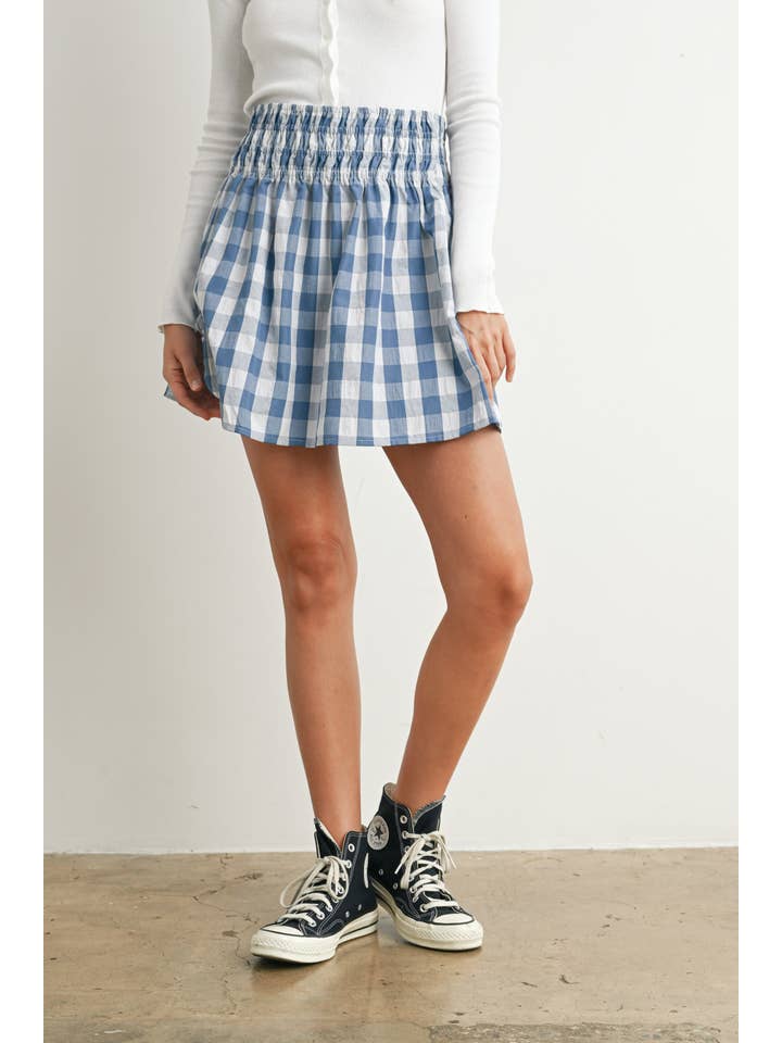 BUTTERMELON - Wholesale Skirt - Women's - Checked Patterned Plaid Skirt - BMS7604