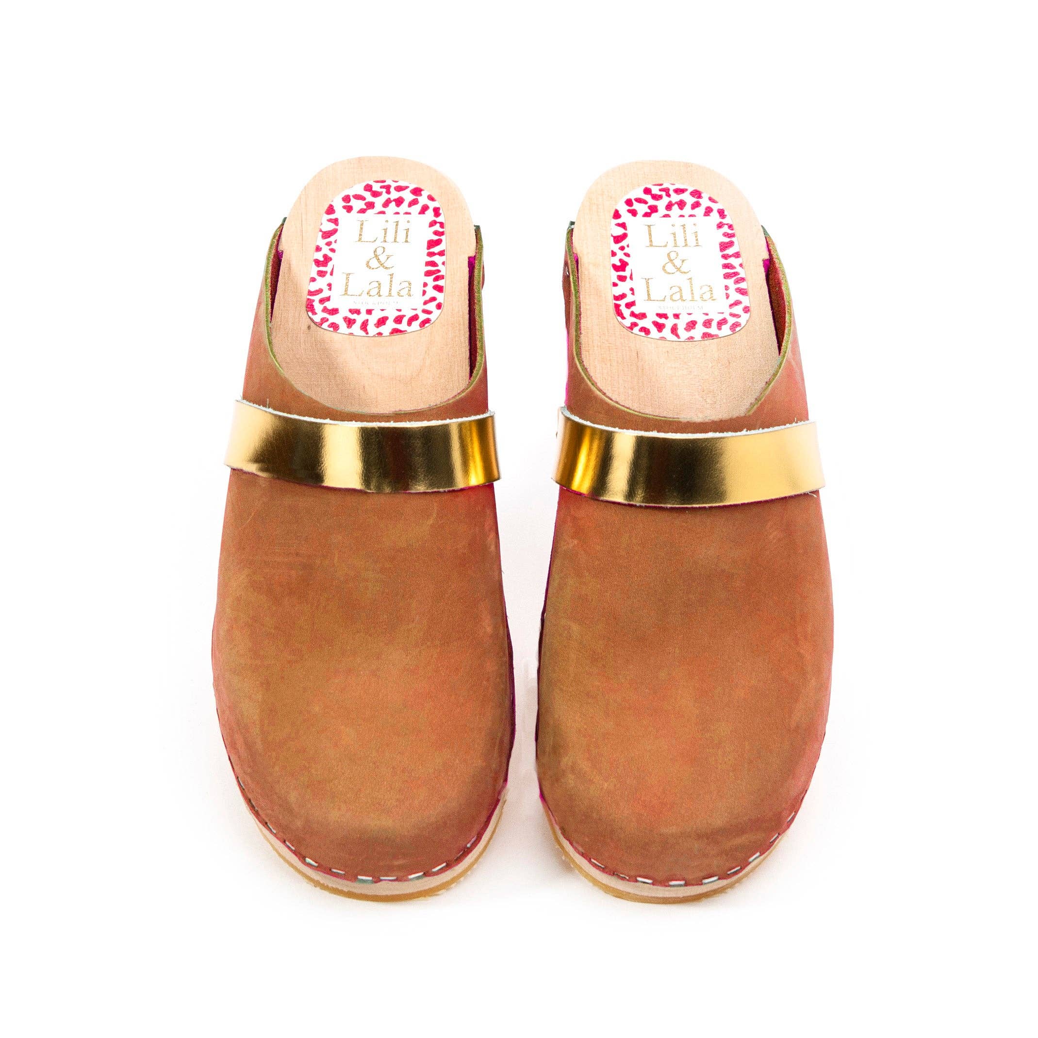 Lili & Lala - Wholesale Clogs - Women's - Malmö camel and gold1