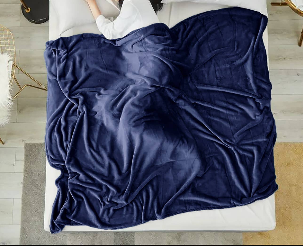 home mart goods - Wholesale Bedding Blanket - Navy Super Soft Plush Warm Cozy Bed Throw Flannel Blanket3