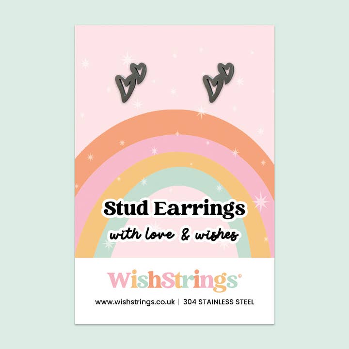 Orecchini a Perno con Doppio Contorno a Cuore | Acciaio Inossidabile 304 | E005 per la vendita all'ingrosso da parte di WishStrings