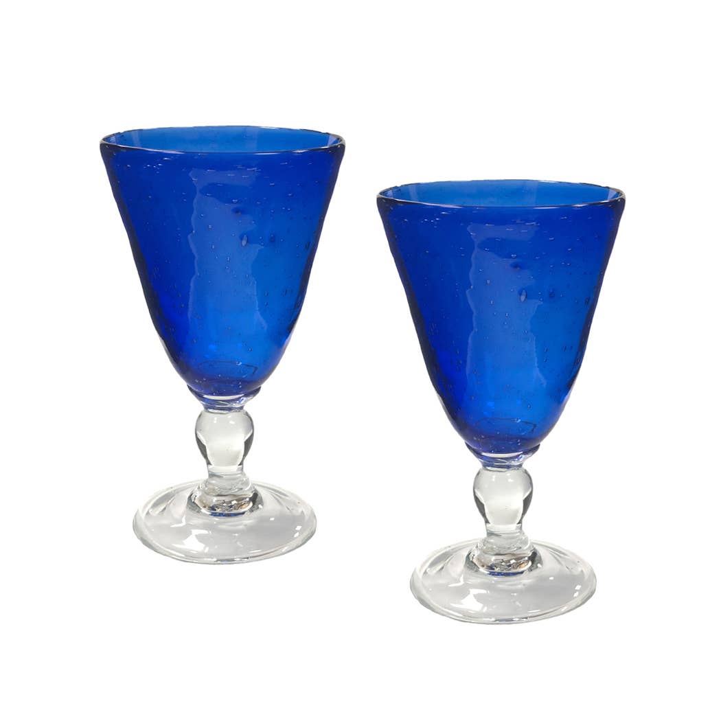 Madison Bay Co. - Historical Home Decor Reproductions - Wholesale Wine Glass - Hand-Blown Cobalt Thick Glass 10-oz. Baluster Goblet, 7”3