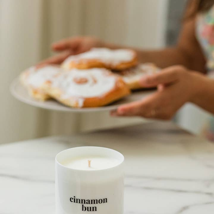 Cinnamon Bun Soy Candle | Ceramic Jar + Box | 11 oz for wholesale by Terradomi Candle Co.
