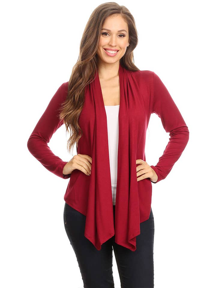 MOA COLLECTION - Vente Cardigan – femme - Cardigan drapé décontracté à manches longues pour femmes
