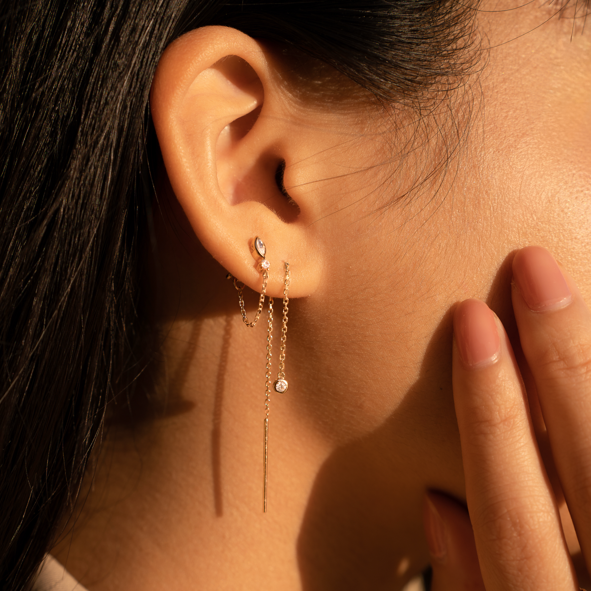 Meora Paris - Wholesale Dangle Earrings - 18k Gold Plated Chain Earrings2