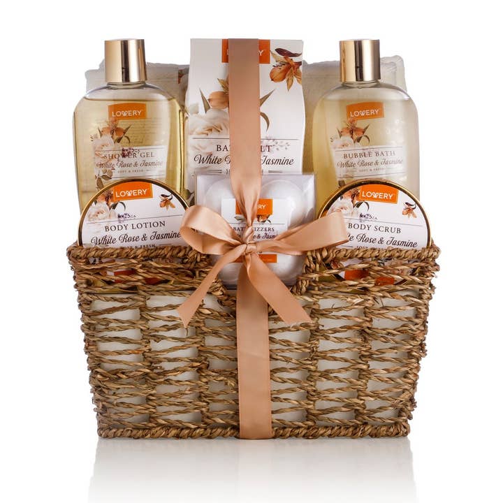 Home Spa Gift Set in White Rose Jasmine - 11Pc Bath Body Set for wholesale by Lovery