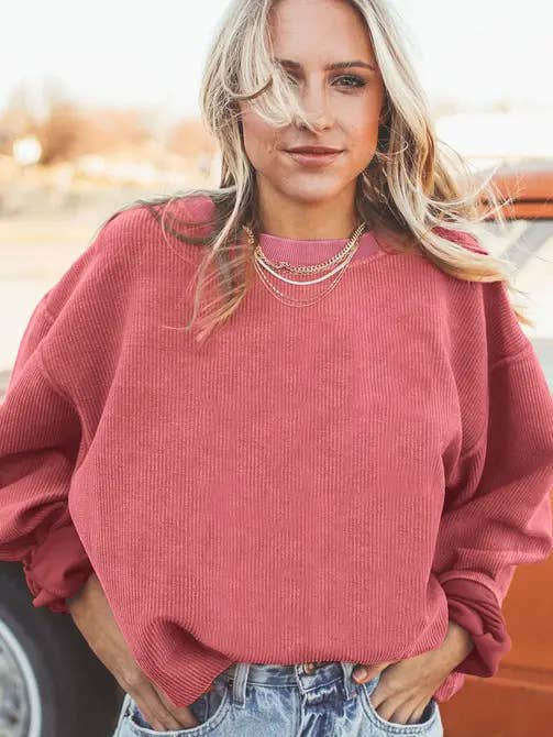 Lovesoft - Vendita all'ingrosso Felpa - Donna - Felpa oversize arancione a maniche lunghe con cordoncino