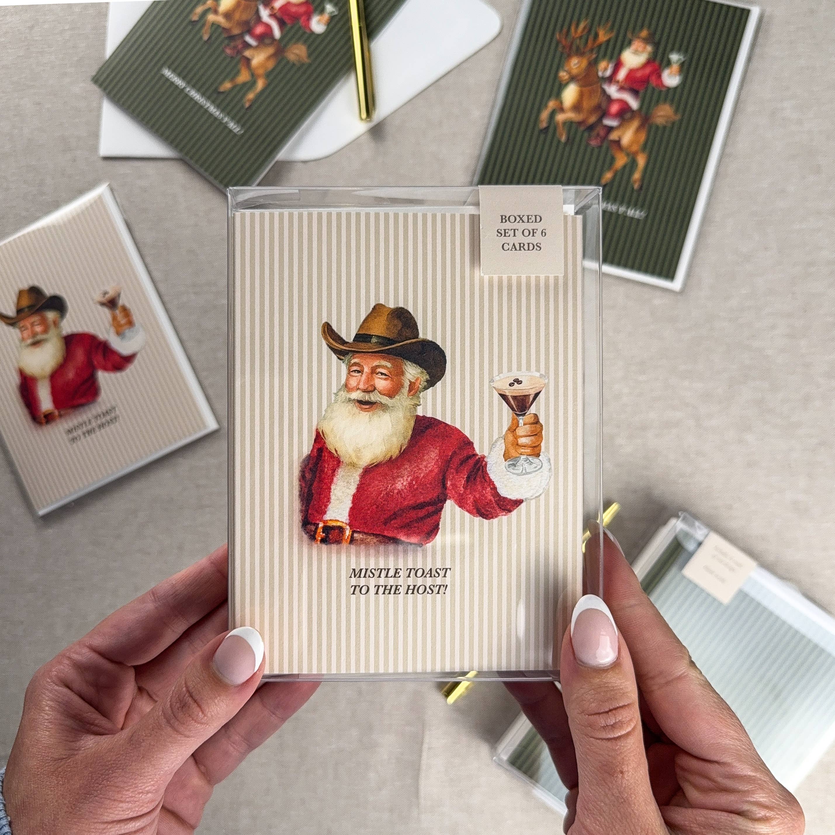 Casey Jo Paper Co. - Wholesale Christmas Card - "Mistle Toast to the Host" Greeting Card3
