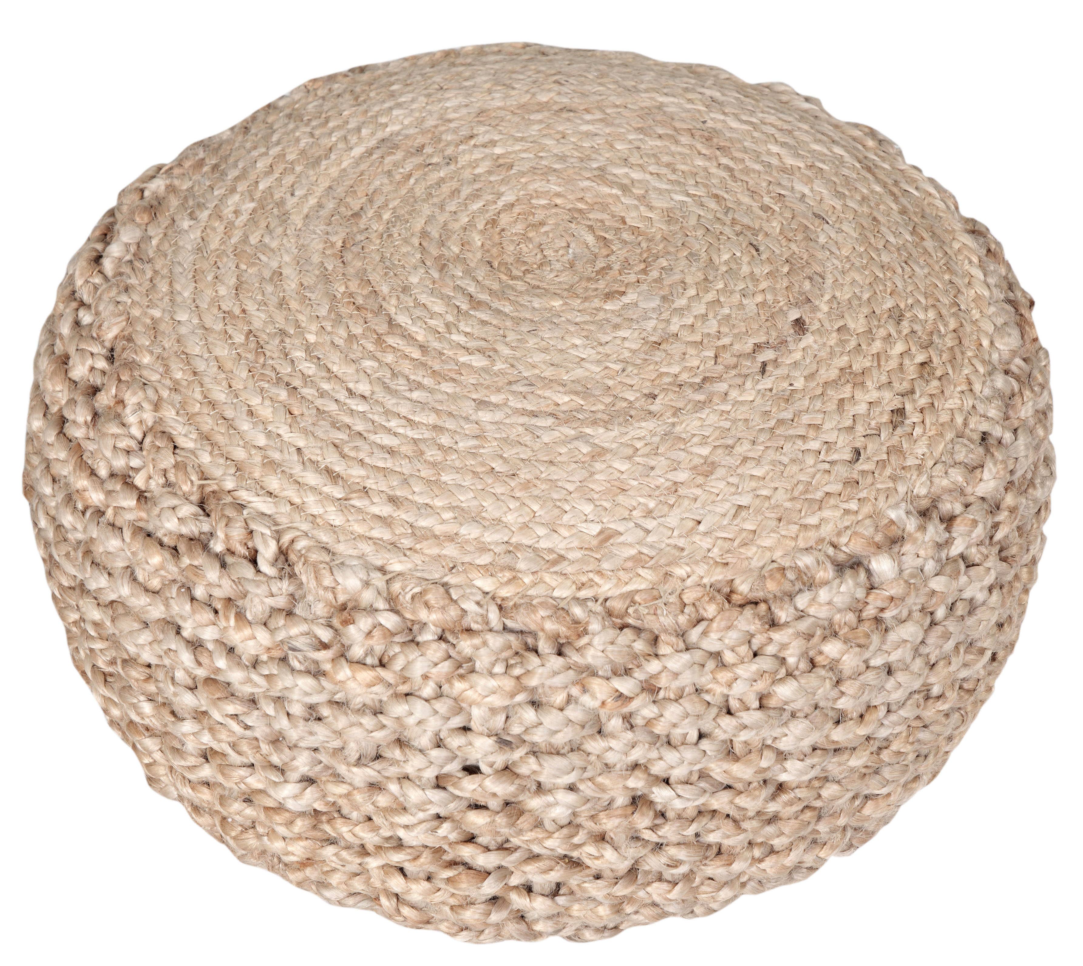 Tan Hand-Braided Jute Pouf Ottoman for wholesale on Faire1
