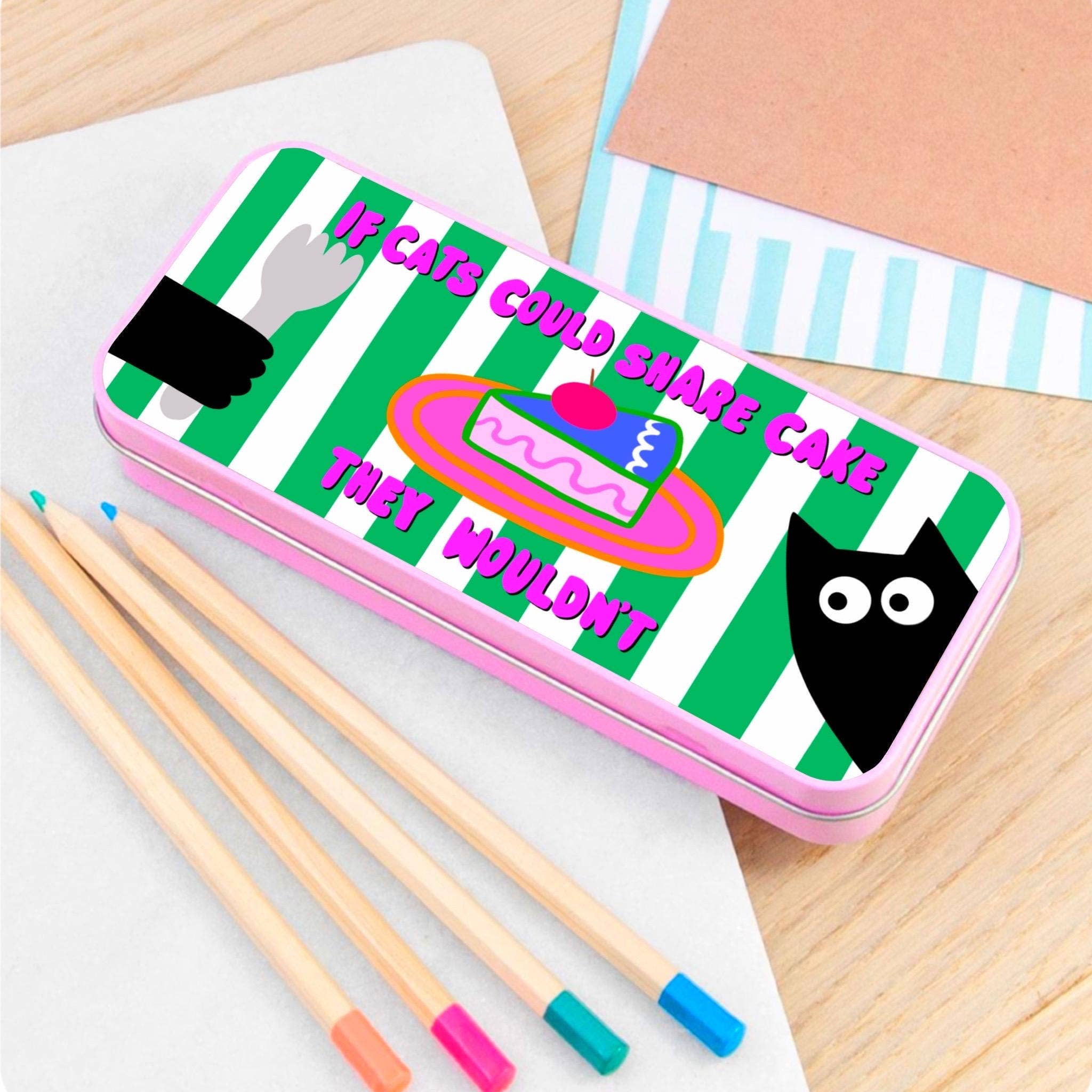The Paper Tail – wholesale Pencil case/pouch – Cats and Cakes Pencil Tin - Back to School, Gifts1