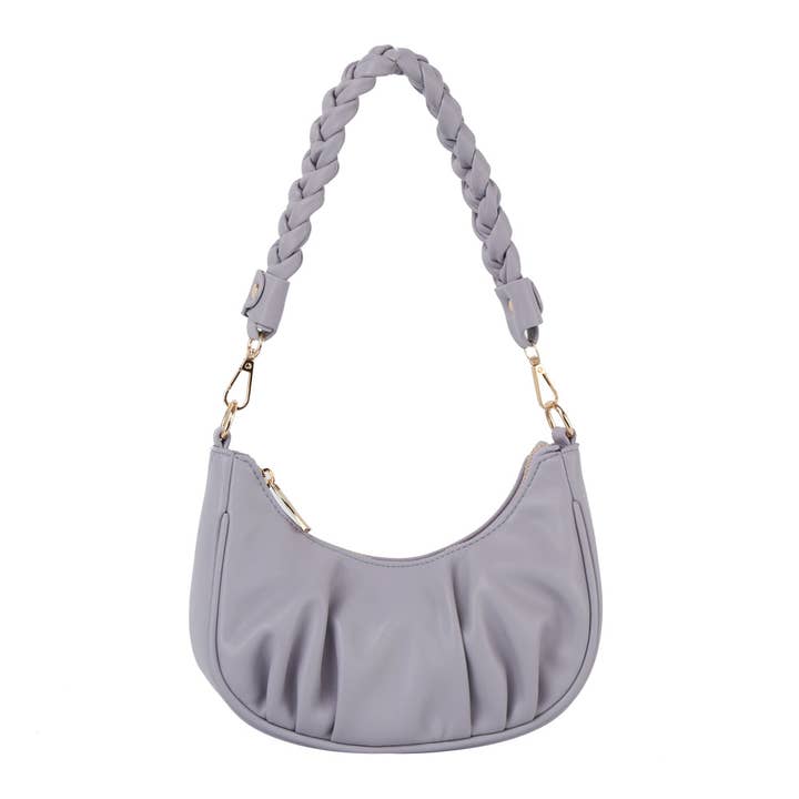 Skuldertaske med knust læder med knust håndtag for engroshandel hos Handbag Factory Corp