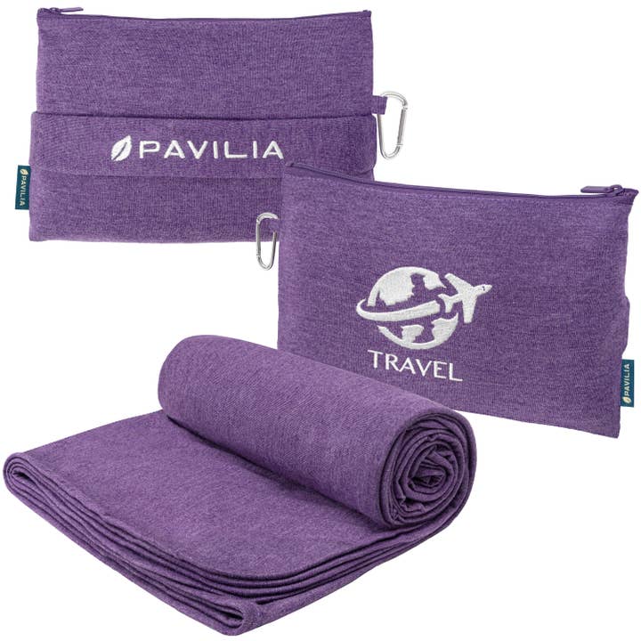 Pavilia - Wholesale Travel Blanket - Compact Fleece Travel Blanket Pillow1