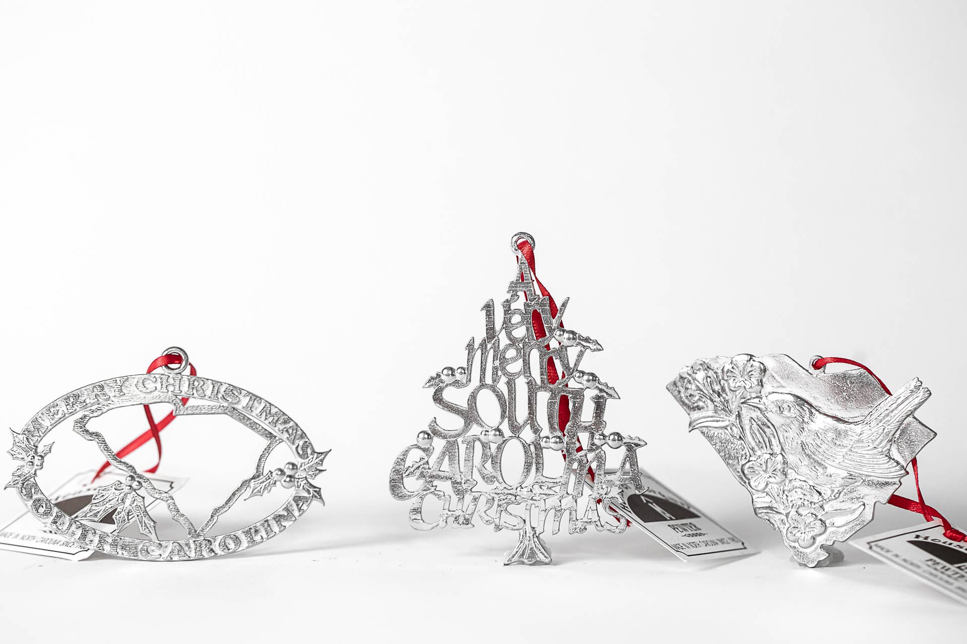 House of Morgan Pewter - Wholesale Ornament - South Carolina Christmas Ornament - State Symbol and Outline3