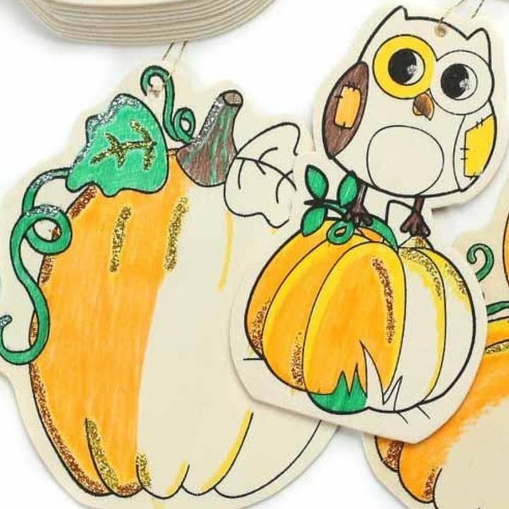 Factory Direct Craft - Vente Découpages - Lot de 30 découpes de citrouilles en bois prêtes à décorer3