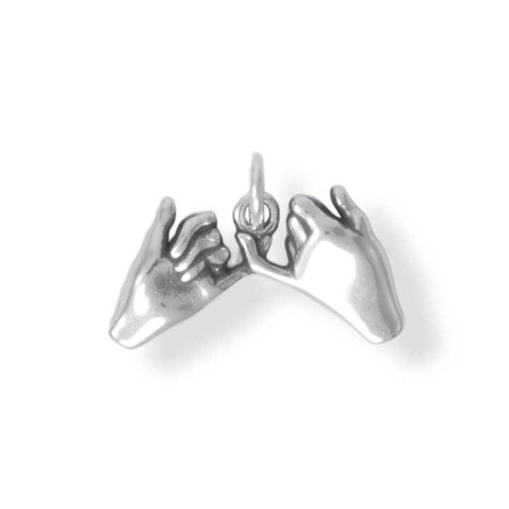 Silver Stars Collection - Wholesale Individual Charm/Pendant - Oxidized Pinky Promise Charm