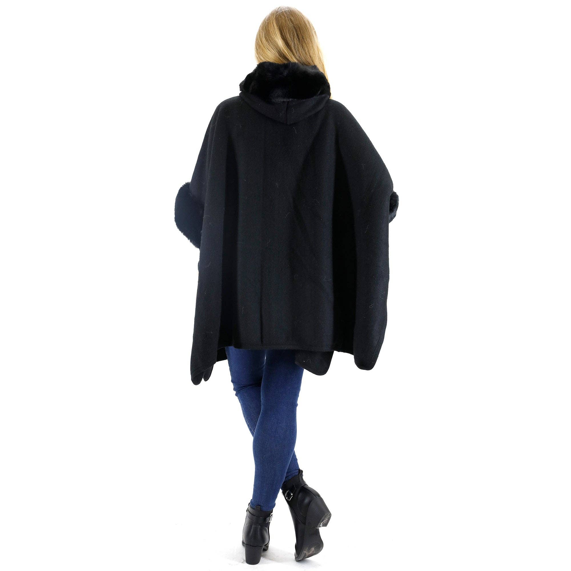 TAPA fashion - Wholesale Fur/Faux Fur Coat - Women's - Fur Hoodie Shawl P183 (3PC)14