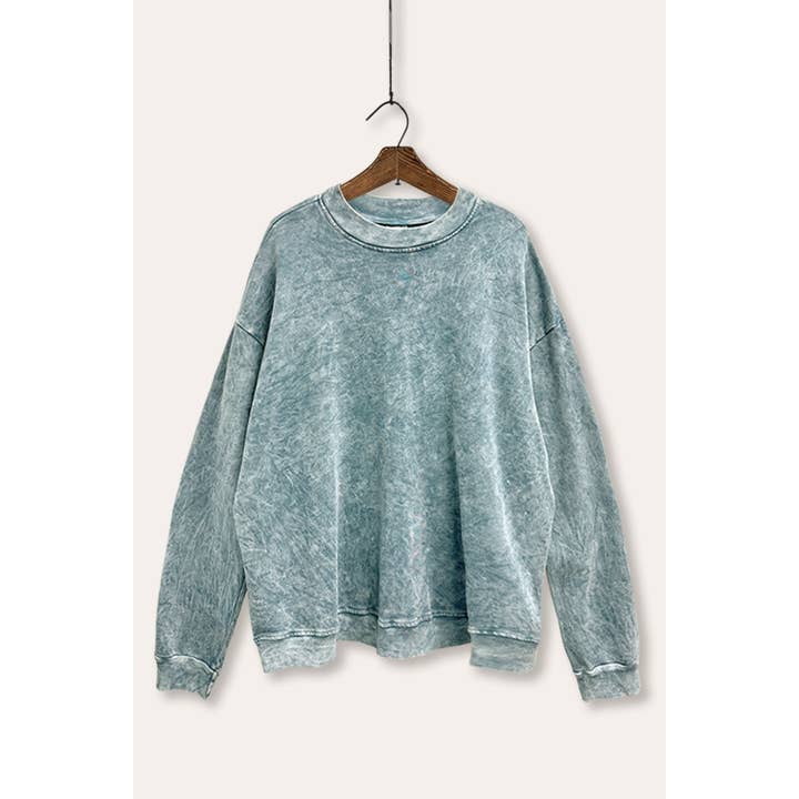 PLAIN MINERAL WASHED FRENCH TERRY COZY SWEATSHIRT for wholesale by VINTAGE POINT USA