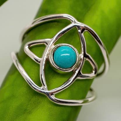 Anillo de brújula de plata de ley - Turquesa para venta al por mayor de Baizaar
