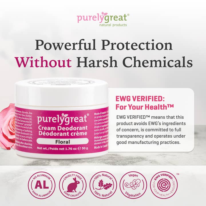Purelygreat Natural Deodorants - Wholesale Deodorant - Unisex - Purelygreat Cream Deodorant - Floral5