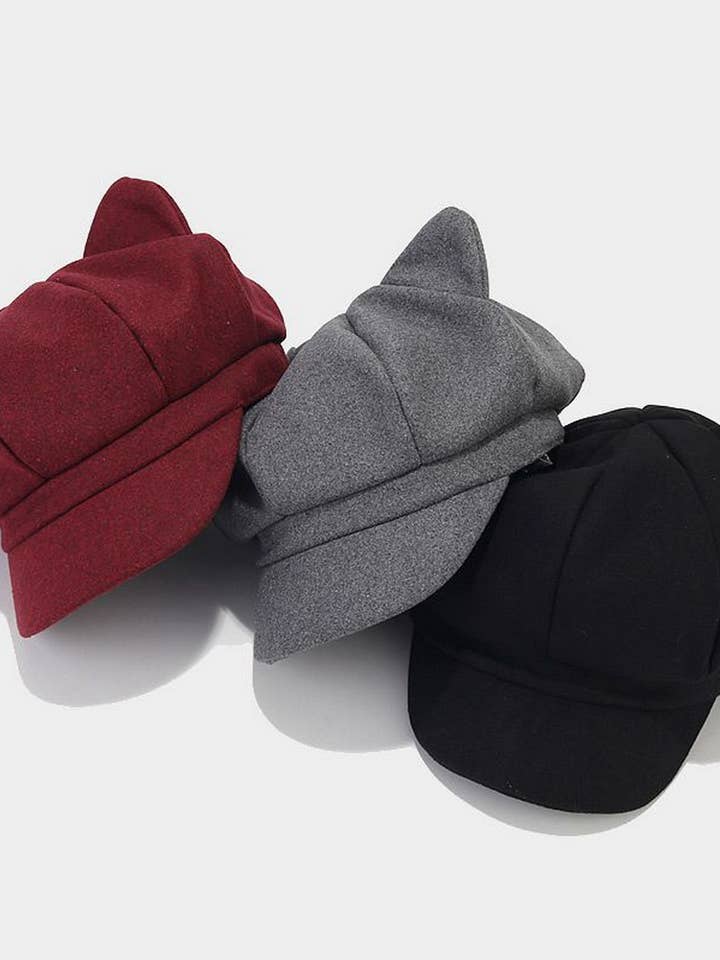 CWAH3162_RETRO CUTE CAT EAR BERET for wholesale by NINEXIS