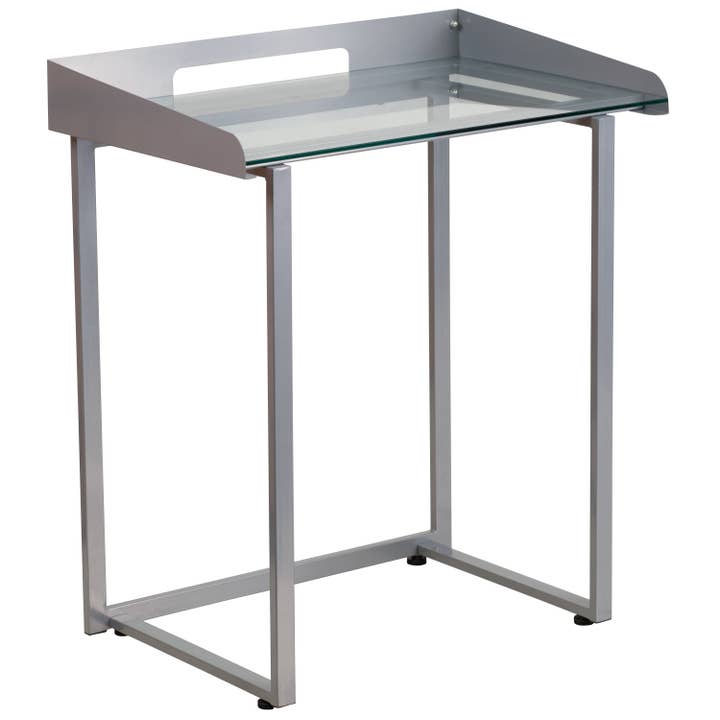 Flash Furniture - Wholesale Desk Set - Clear Tempered Glass Desk with Silver Metal Frame