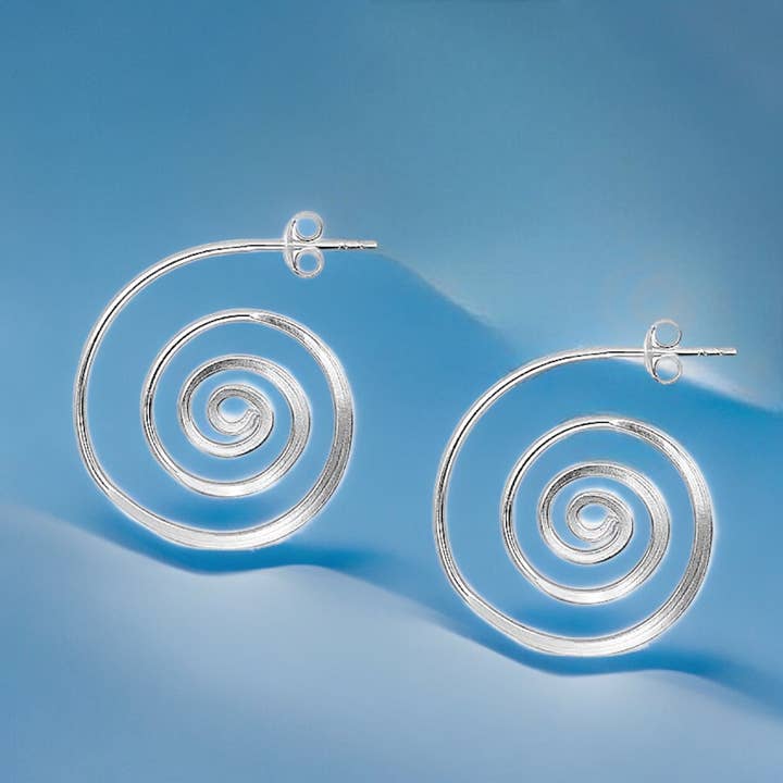 925 Sterling Silver Spiral Earrings - 26.28mm height, 23.48mm width for wholesale by MadamLili