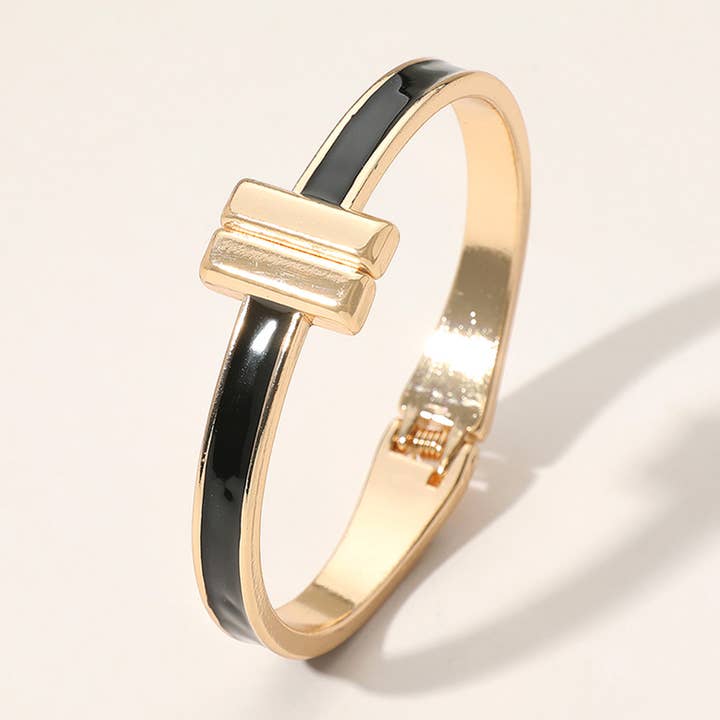 Sensibling Corp. - Wholesale Bangle Bracelet - Metal Bar Tip Enamel Hinged Bangle Bracelet