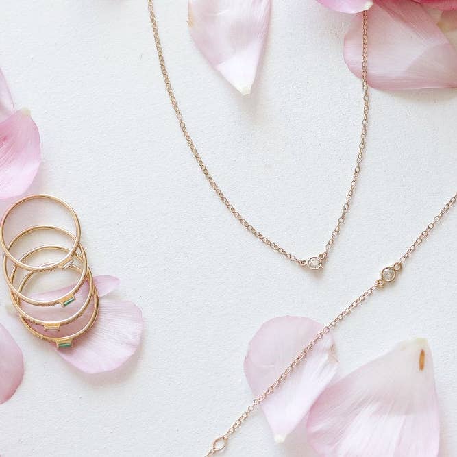 Diamond Bezel Necklace for wholesale by Love Me Knots Hawaii