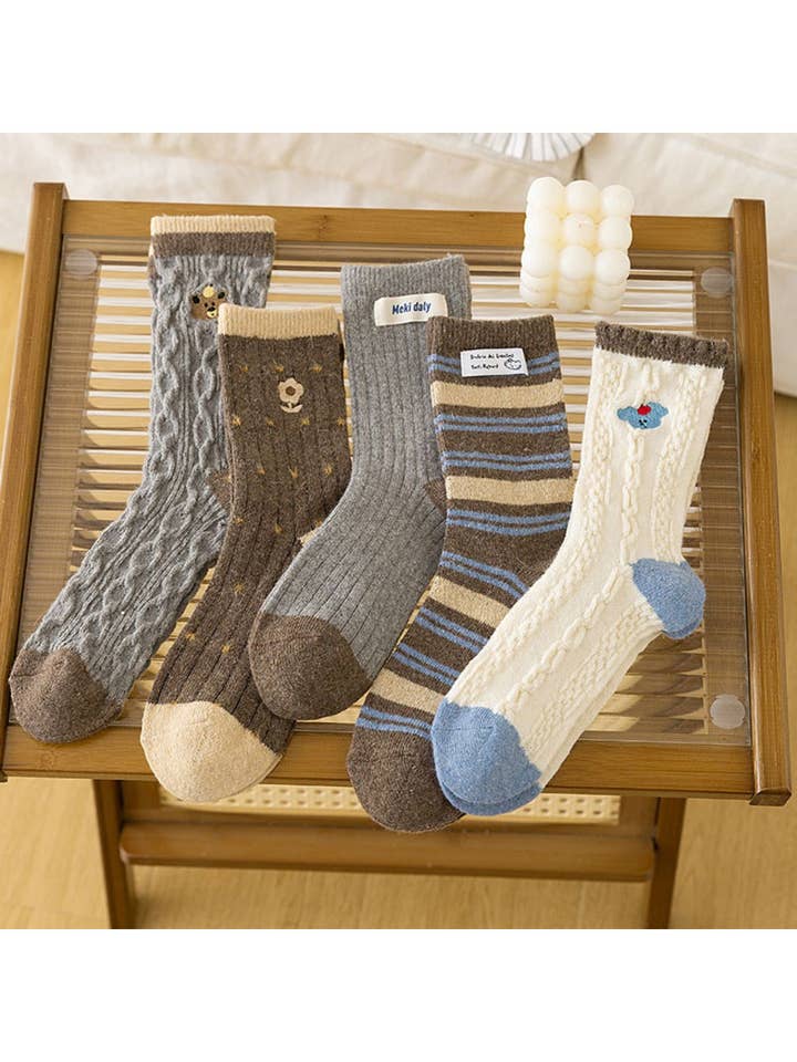 Rufia - Warm Patch Accent Cable Crew Socks for wholesale by Funkyrel® Atzbranding Limited