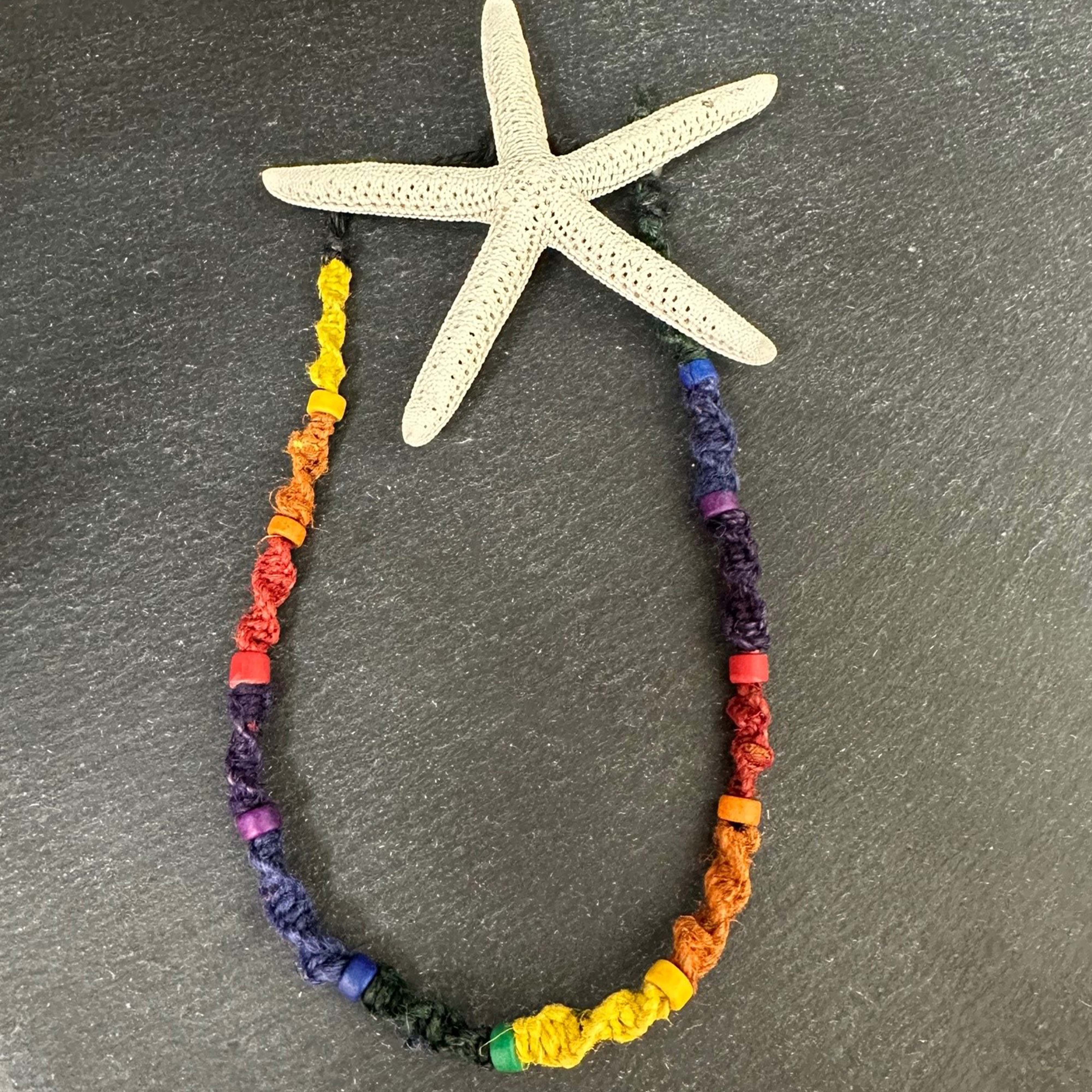 Natalia - Wholesale Choker/Collar - Rainbow twisted hand braided choker with ceramic beads- PC2