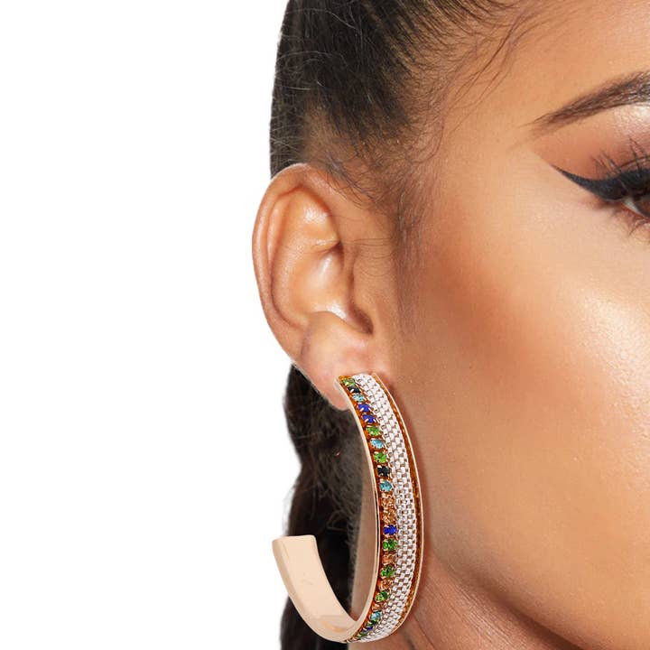 Guld Metal Kæde Stone Hoops for engroshandel hos PinktownUSA