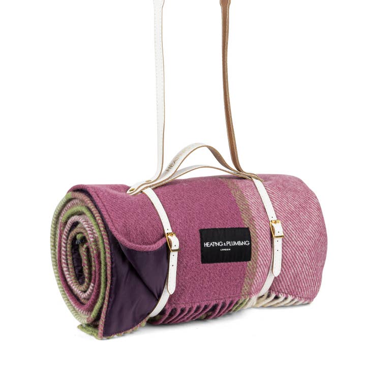 Ren ny ullpicknickfilt - Pink Checks för wholesale av Heating & Plumbing London